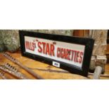 Rare Wills Star enamel advertising sign in original frame.