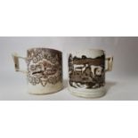 Two 19th. C. transfer cow mugs.