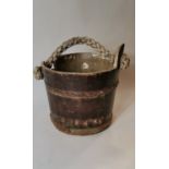 19th. C. wooden water bucket with original rope.