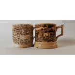 Two 19th. C. cow transfer mugs.