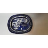 19th. C. willow pattern joint dish.