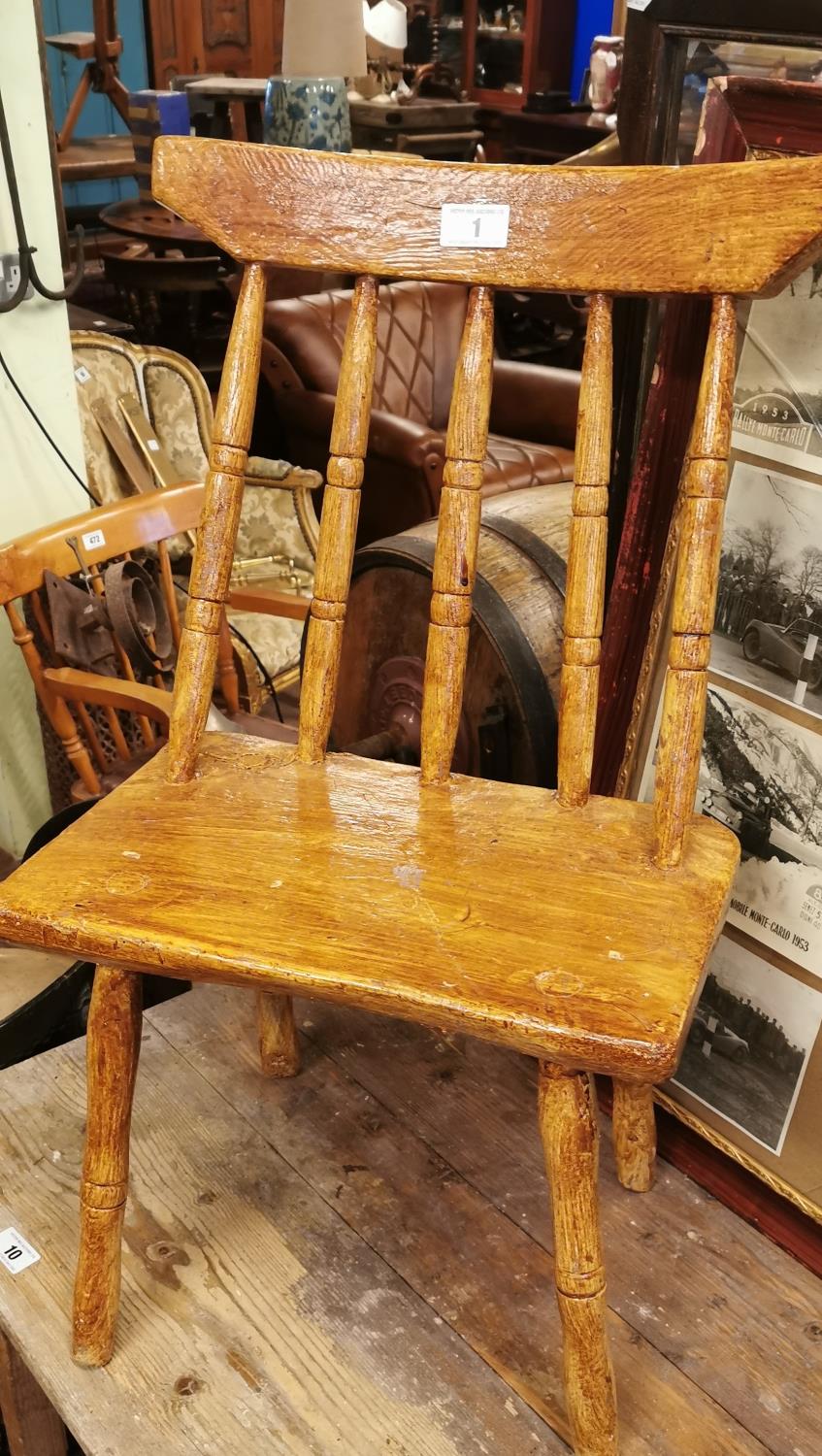 19th. C. Scumbled pine hedge chair.