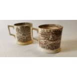 Pair of 19th. C. transfer cow mugs.