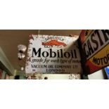 Original double sided enamel Mobiloil sign.