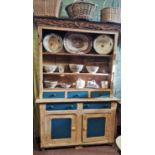 19th. C. painted pine cottage dresser.