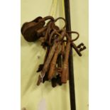 Collection of 19th. C. and 18th. C. door locks and keys.