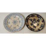 Two 19th. C. Blue and white spongeware plates.