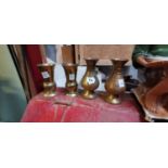 Two pairs of brass ecclesiastical vases.