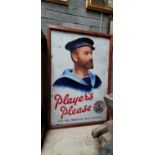 Player's Please HMS Invincible enamel advertising sign.