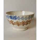 19th. C. double banded spongeware porridge bowl.