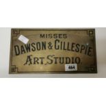 Misses Dawson and Gillepie Art Studio brass name plate.