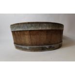19th. C. wooden potato tub with metal hoops.