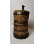 19th. C. oak and metal dash churn. (35 cm H.