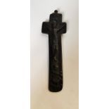 Carved wooden penal cross. (35 cm H x 10 cm W).