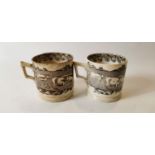 Two 19th. C. transfer cow mugs.