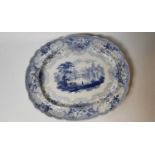 Large blue and white joint dish depicting British Rivers.