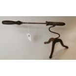 19th. C. cast iron goffering iron with original rod.