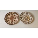 Two 19th. C. brown and white spongeware plates.