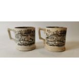 Pair of 19th. C. transfer cow mugs.