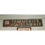 Wooden advertising sign - Tobacconist and Confectioner.
