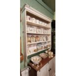 Painted pine hanging dresser with four shelves. .