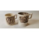 19th. C. Damascus scene transfer mug and transfer cow mug.