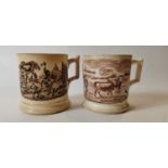 Two 19th. C. transfer cow mug.