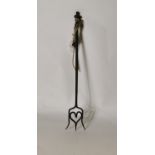 19th. C. wrought iron toasting fork with heart decoration.