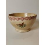 19th. C. Single band spongeware bowl with decoration.