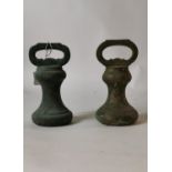 Two 19th. C. brass butcher's weights.