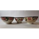 Three late 19th. C. spongeware porridge bowls.