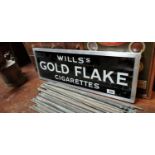 Wills Gold Flake Cigarettes reverse paineted advertising sign.