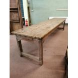 19th. C. pine scrub top kitchen table.