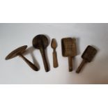 Collection of 19th. C butter scoops etc.