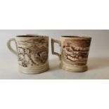 Two 19th. C. transfer cow mugs.