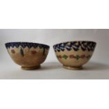 Two 19th. C. double and single banded spongeware bowls.