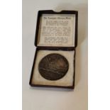 Lusitania replical of the German medal with box and covering letter.