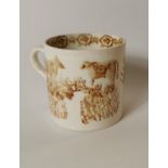 Rare 19th. C. spongeware cowman mug,