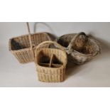 Three wicker shopping baskets.