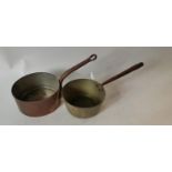 19th. C. saucepans - one brass and one copper.