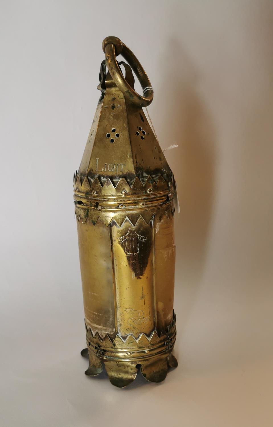 19th. C. brass candle lantern. - Image 2 of 2