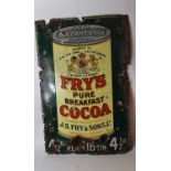 Original FRY's Pure Cocoa enamel advertising sign.