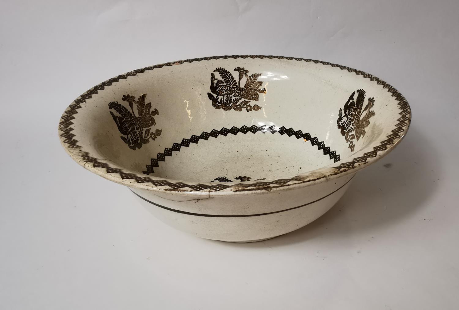 19th. C. brown and white spongeware bowl. - Image 2 of 2