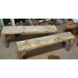 Two 19th. C. pine benches.