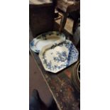 Two 19th. C. blue and white joint dishes.