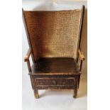 Rare pair of 19th. C. Orkney pine and rush chairs.