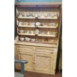 Late 19th. C. painted pine cottage dresser.