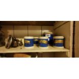 Collection of five ceramic chemist's jars.