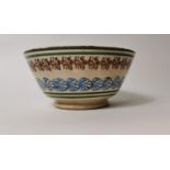 19th. C. double banded spongeware pudding bowl.