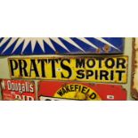 Original enamel Pratts Motor Spirit advertising sign.